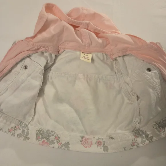 Arizona Jean Company Floral Kids Jean Jacket - Pink and White - Picture 5 of 8